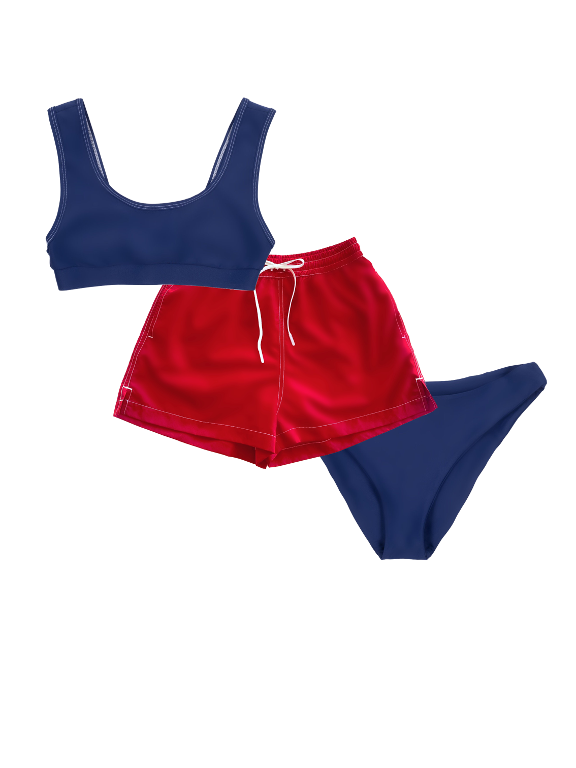 Patriotic Swimwear Set Trunks Top Bikini