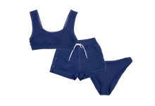 Load image into Gallery viewer, Blue Swimwear Set Trunks Top Briefs Bikini
